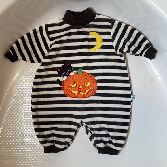 Little Me pumpkin Halloween costume romper size 6 m months vintage 1990’s - Picture 2 of 11